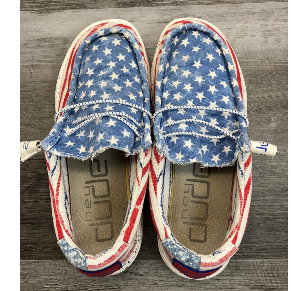 Hey Dude Wally Stars N Stripes Patriotic American Flag Loafers Mens 7 Womens 9 - Picture 5 of 7